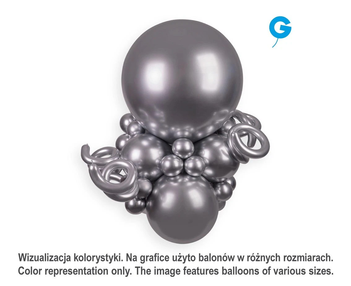 Gemar 13" Balloons, shiny silver, 6 pcs.